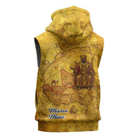Mansa Musa Sleeveless Hoodie Golden Legacy Theme Ancient Map Regal Portrait of Mali Emperor Timbuktu - Wonder Print Shop