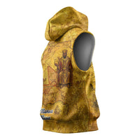 Mansa Musa Sleeveless Hoodie Golden Legacy Theme Ancient Map Regal Portrait of Mali Emperor Timbuktu - Wonder Print Shop