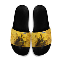 Mansa Musa Slide Sandals Golden Legacy Theme Ancient Map Regal Portrait of Mali Emperor Timbuktu - Wonder Print Shop