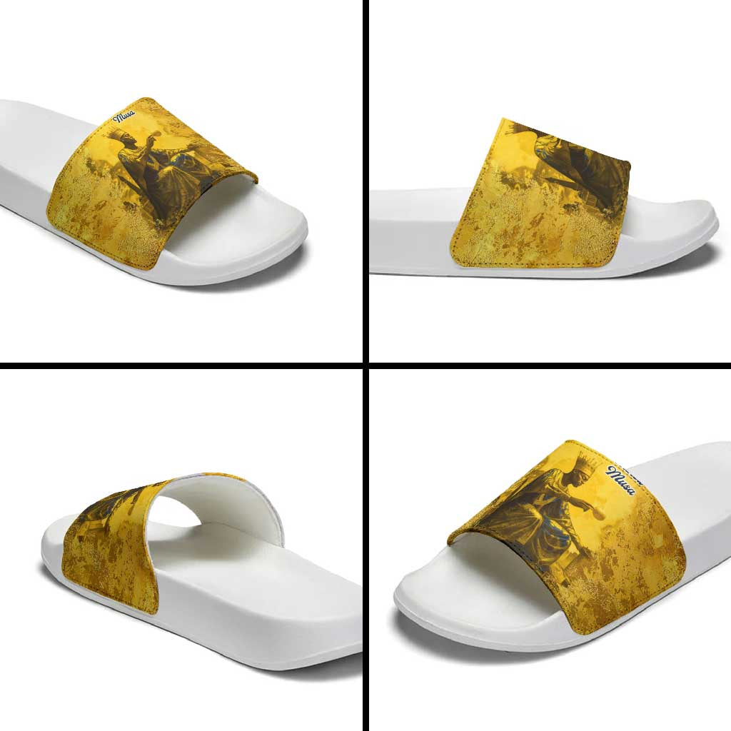 Mansa Musa Slide Sandals Golden Legacy Theme Ancient Map Regal Portrait of Mali Emperor Timbuktu - Wonder Print Shop