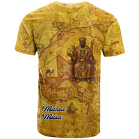 Mansa Musa T shirt Golden Legacy Theme Ancient Map Regal Portrait of Mali Emperor Timbuktu - Wonder Print Shop