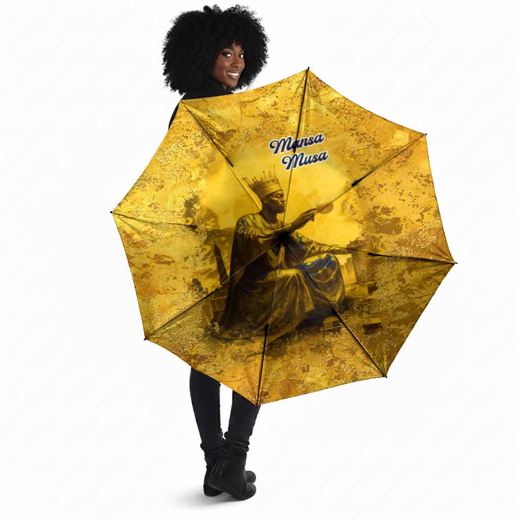 Mansa Musa Umbrella Golden Legacy Theme Ancient Map Regal Portrait of Mali Emperor Timbuktu - Wonder Print Shop