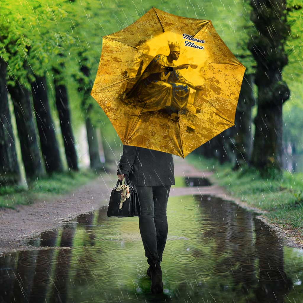 Mansa Musa Umbrella Golden Legacy Theme Ancient Map Regal Portrait of Mali Emperor Timbuktu - Wonder Print Shop