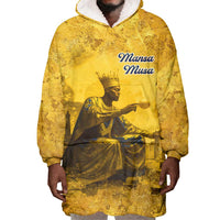 Mansa Musa Wearable Blanket Hoodie Golden Legacy Theme Ancient Map Regal Portrait of Mali Emperor Timbuktu - Wonder Print Shop