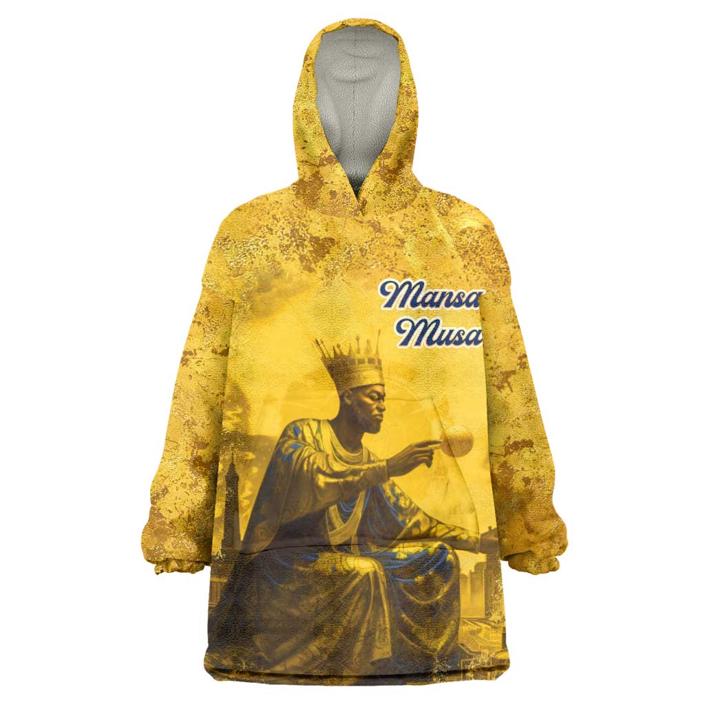 Mansa Musa Wearable Blanket Hoodie Golden Legacy Theme Ancient Map Regal Portrait of Mali Emperor Timbuktu - Wonder Print Shop