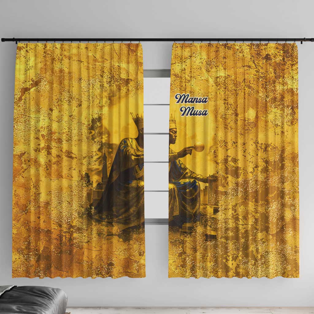 Mansa Musa Window Curtain Golden Legacy Theme Ancient Map Regal Portrait of Mali Emperor Timbuktu - Wonder Print Shop