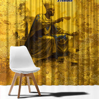 Mansa Musa Window Curtain Golden Legacy Theme Ancient Map Regal Portrait of Mali Emperor Timbuktu - Wonder Print Shop