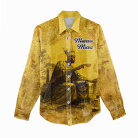 Mansa Musa Women Casual Shirt Golden Legacy Theme Ancient Map Regal Portrait of Mali Emperor Timbuktu - Wonder Print Shop