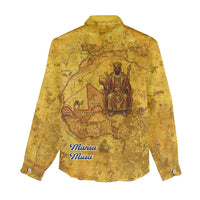 Mansa Musa Women Casual Shirt Golden Legacy Theme Ancient Map Regal Portrait of Mali Emperor Timbuktu - Wonder Print Shop