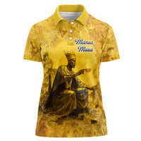 Mansa Musa Women Polo Shirt Golden Legacy Theme Ancient Map Regal Portrait of Mali Emperor Timbuktu - Wonder Print Shop