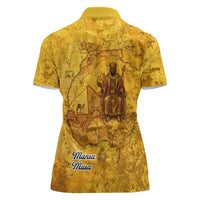 Mansa Musa Women Polo Shirt Golden Legacy Theme Ancient Map Regal Portrait of Mali Emperor Timbuktu - Wonder Print Shop
