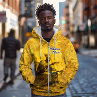 Mansa Musa Zip Hoodie Golden Legacy Theme Ancient Map Regal Portrait of Mali Emperor Timbuktu - Wonder Print Shop