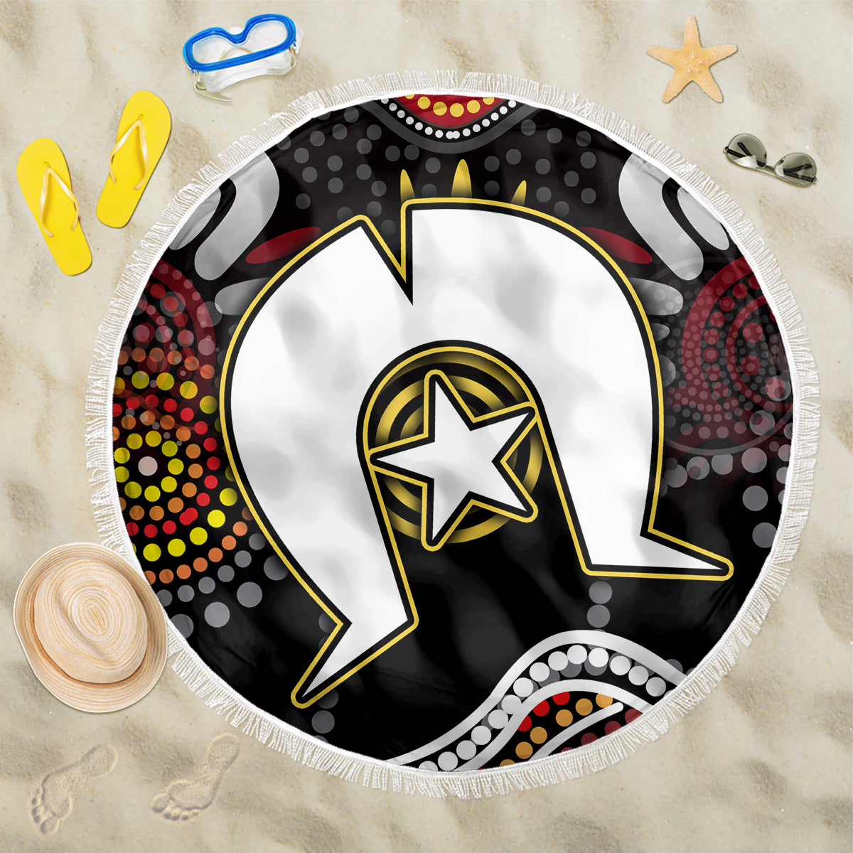 Torest Trait Islands Mix Aboriginal Pattern Beach Blanket - Wonder Print Shop