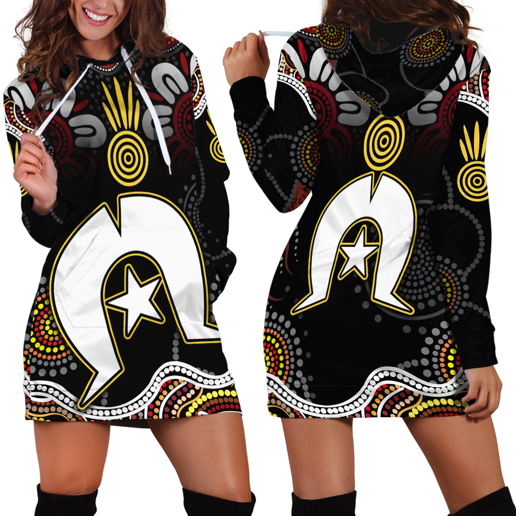 Torest Trait Islands Mix Aboriginal Pattern Hoodie Dress - Wonder Print Shop