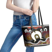 Torest Trait Islands Mix Aboriginal Pattern Leather Tote Bag - Wonder Print Shop