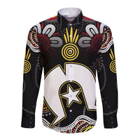 Torest Trait Islands Mix Aboriginal Pattern Long Sleeve Button Shirt - Wonder Print Shop