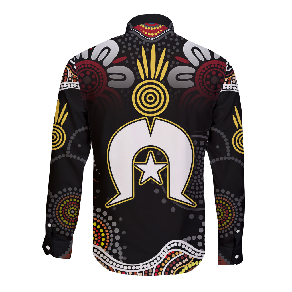 Torest Trait Islands Mix Aboriginal Pattern Long Sleeve Button Shirt - Wonder Print Shop