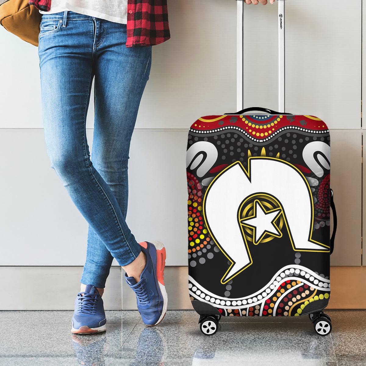 Torest Trait Islands Mix Aboriginal Pattern Luggage Cover - Wonder Print Shop