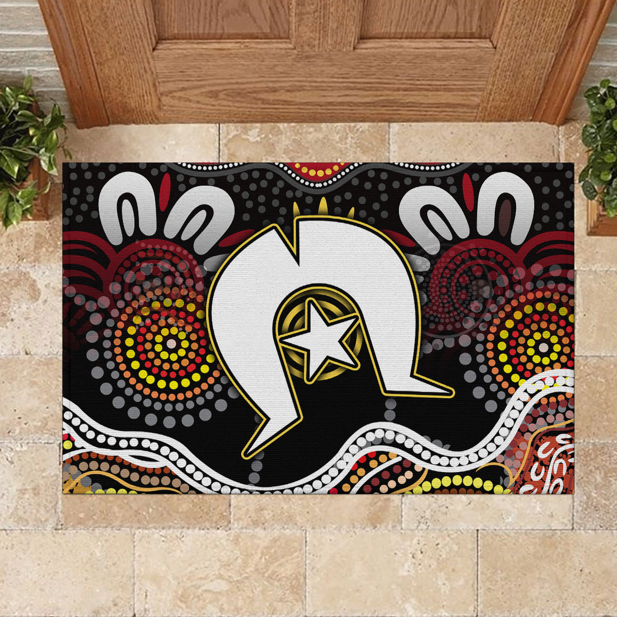 Torest Trait Islands Mix Aboriginal Pattern Rubber Doormat - Wonder Print Shop