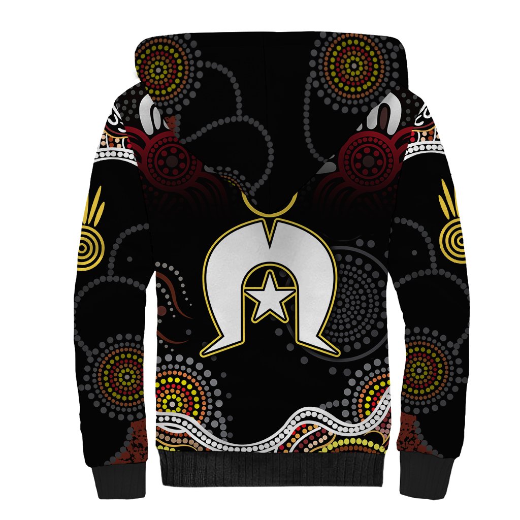 Torest Trait Islands Mix Aboriginal Pattern Sherpa Hoodie - Wonder Print Shop