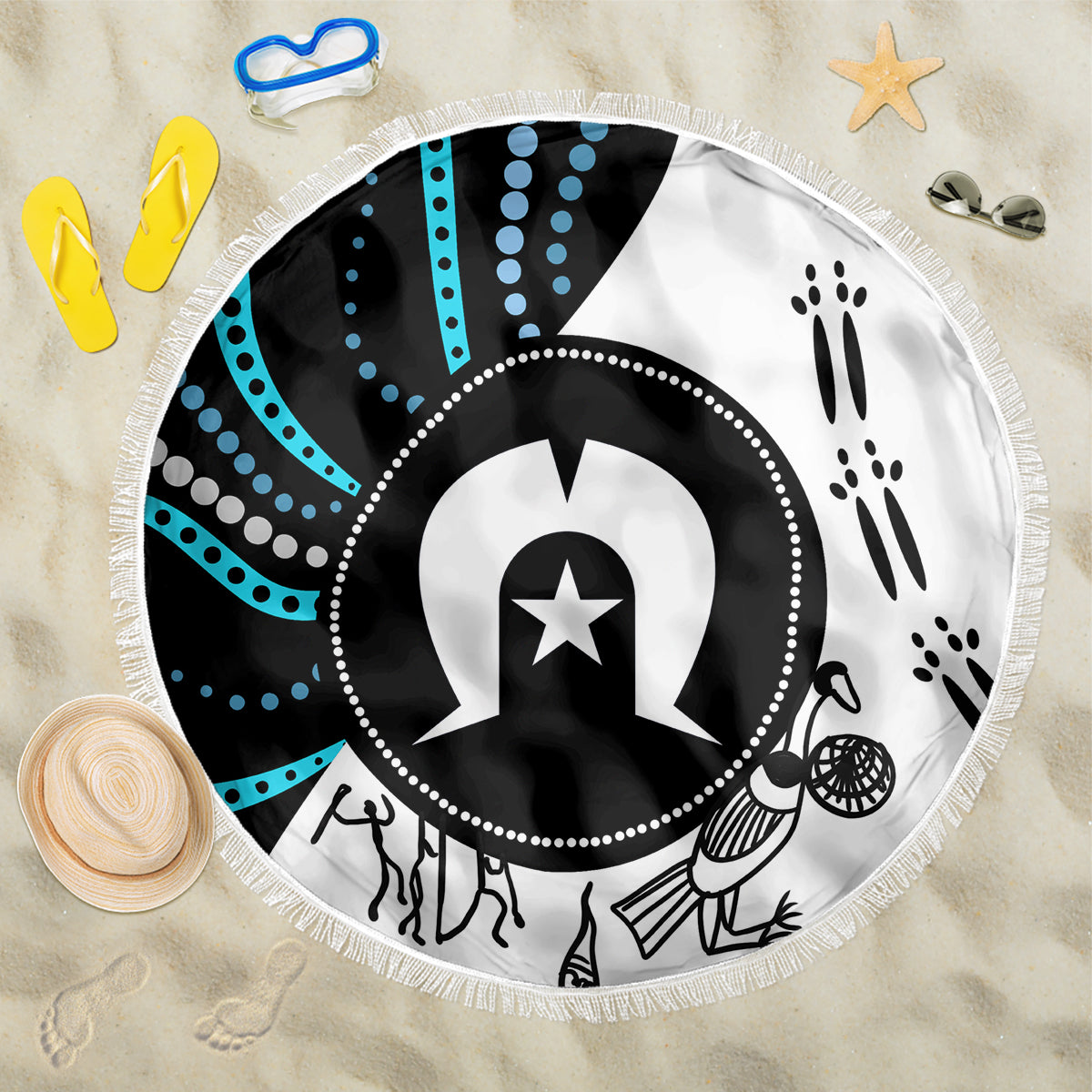 Aboriginal Pattern Torest  Strait Island Beach Blanket - Wonder Print Shop