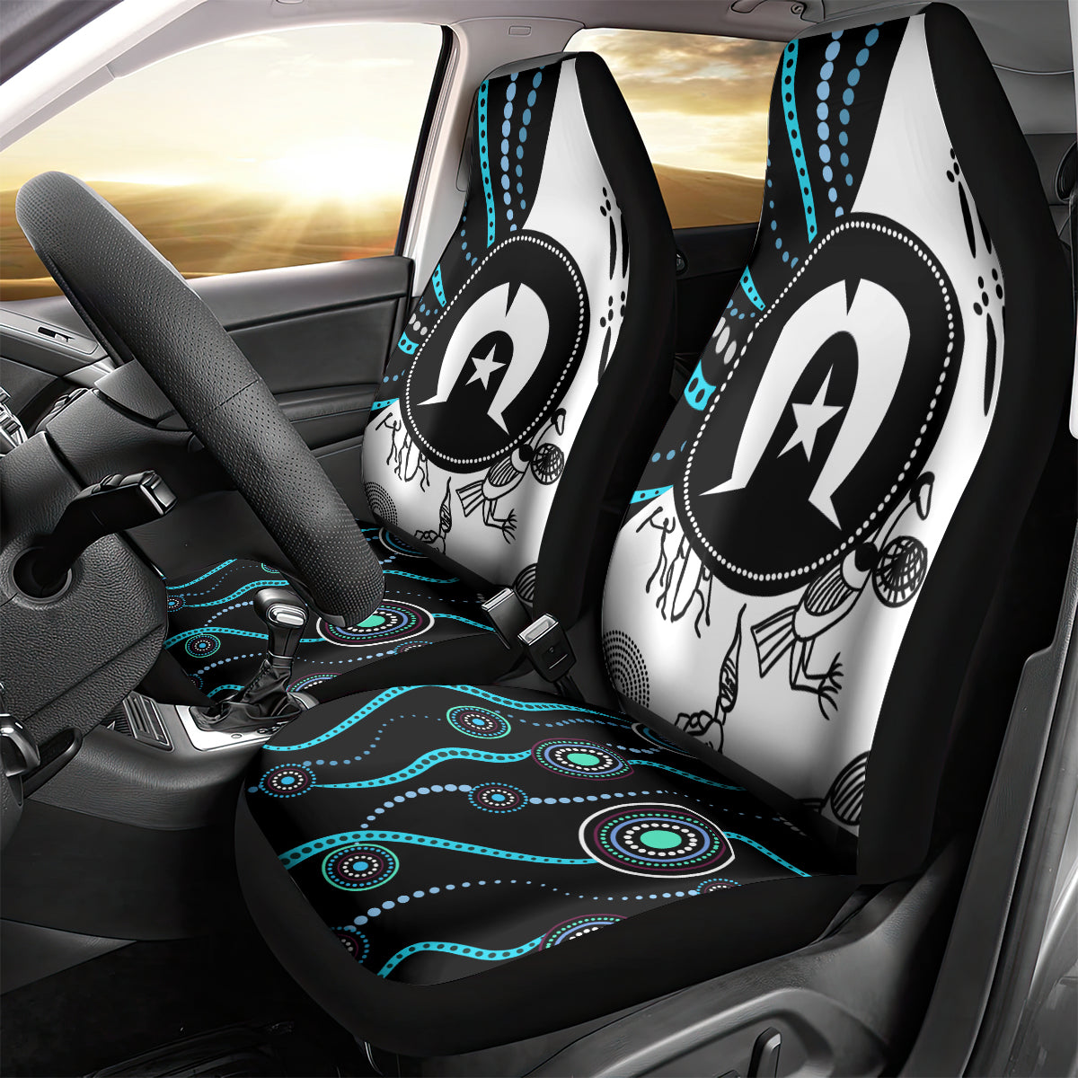 Aboriginal Pattern Torest  Strait Island Car Seat Cover - Wonder Print Shop