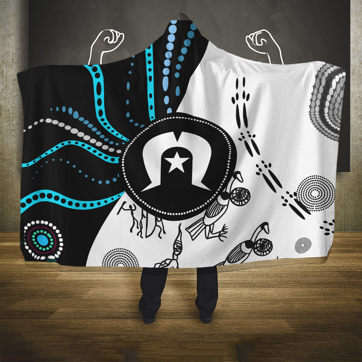Aboriginal Pattern Torest  Strait Island Hooded Blanket