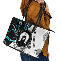 Aboriginal Pattern Torest  Strait Island Leather Tote Bag - Wonder Print Shop