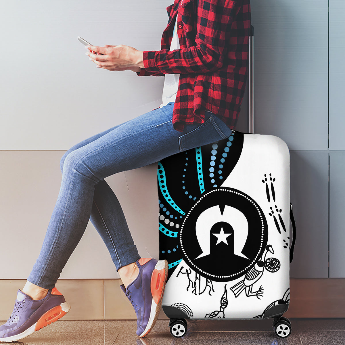 Aboriginal Pattern Torest  Strait Island Luggage Cover - Wonder Print Shop