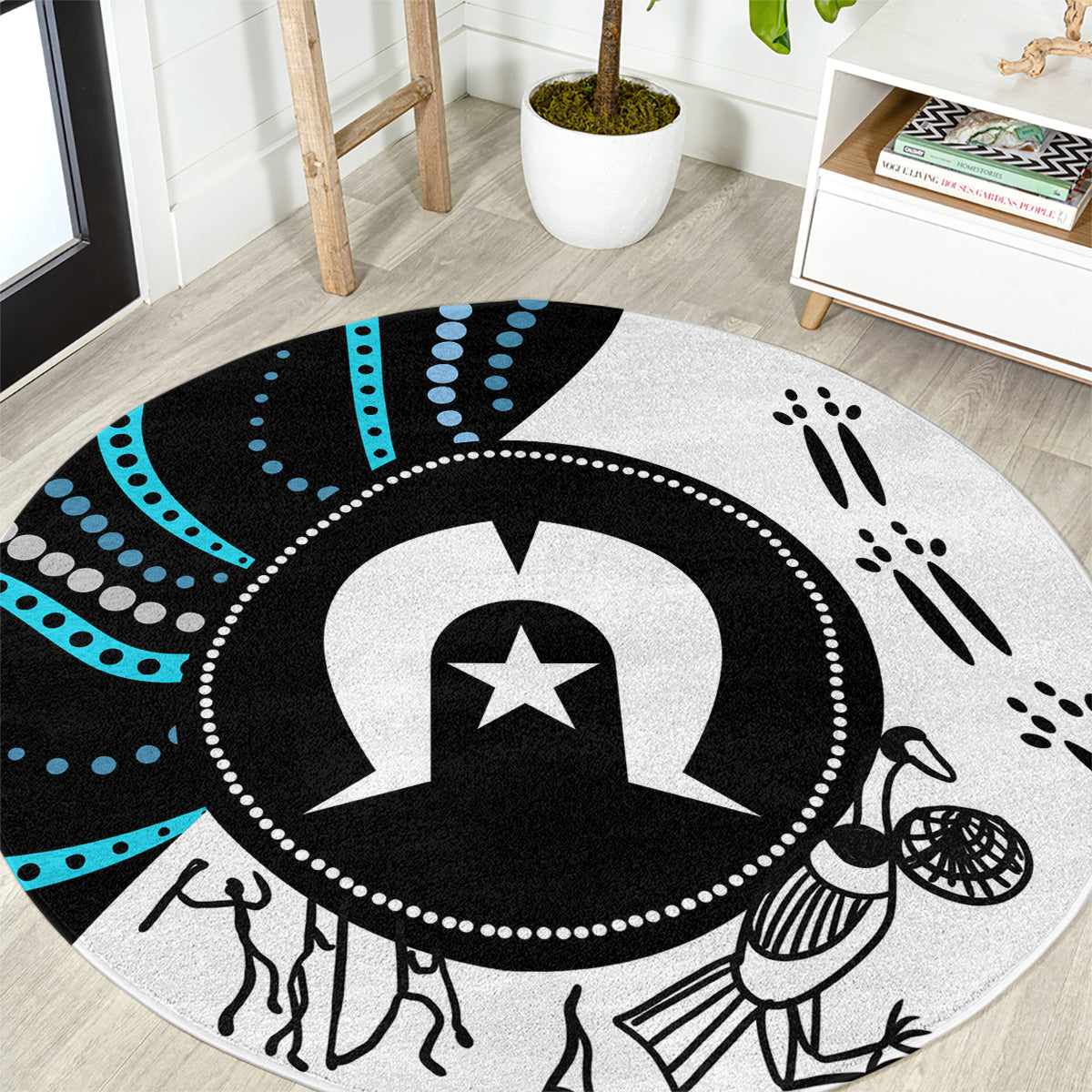 Aboriginal Pattern Torest  Strait Island Round Carpet