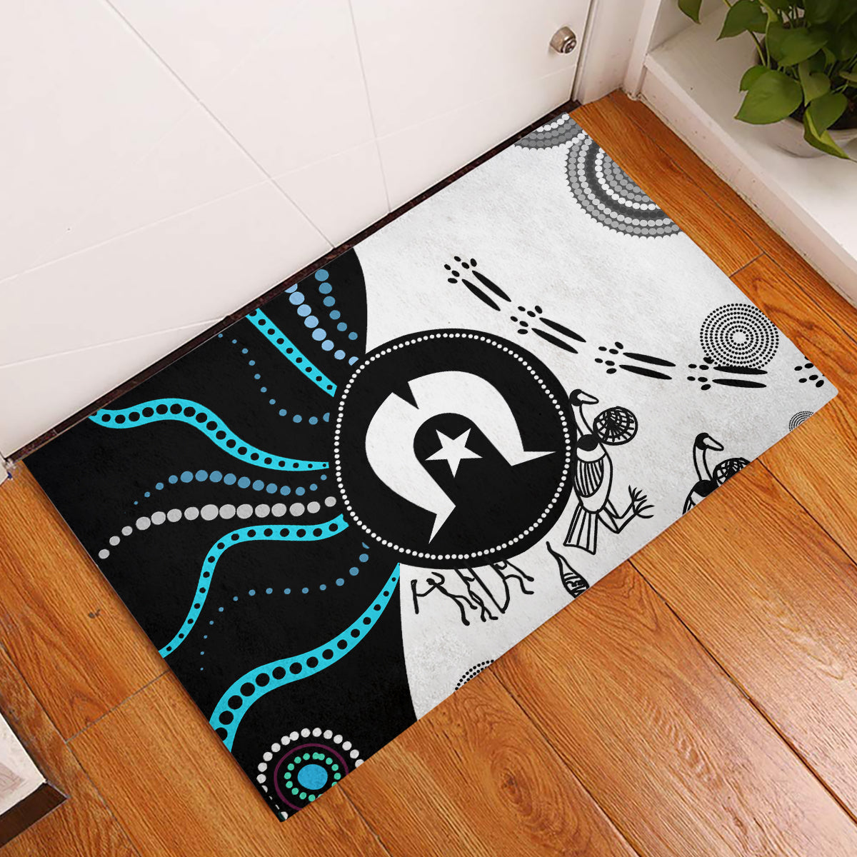 Aboriginal Pattern Torest  Strait Island Rubber Doormat - Wonder Print Shop