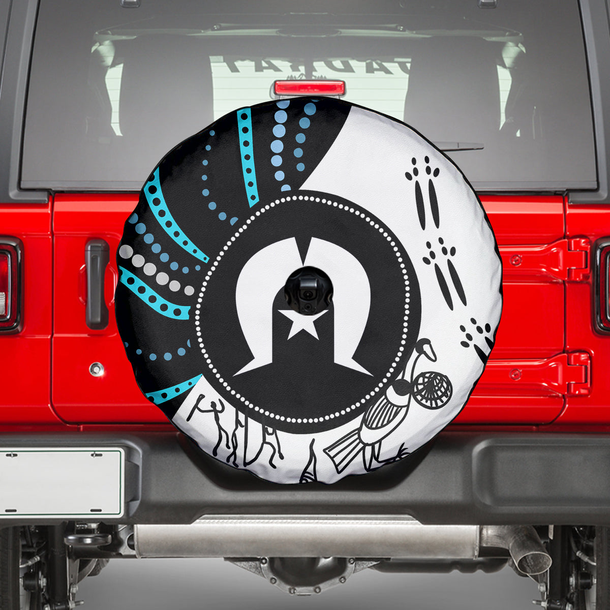 Aboriginal Pattern Torest  Strait Island Spare Tire Cover - Wonder Print Shop