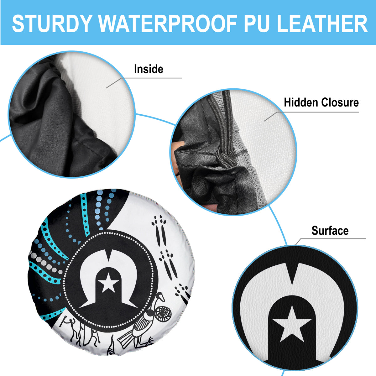 Aboriginal Pattern Torest  Strait Island Spare Tire Cover - Wonder Print Shop