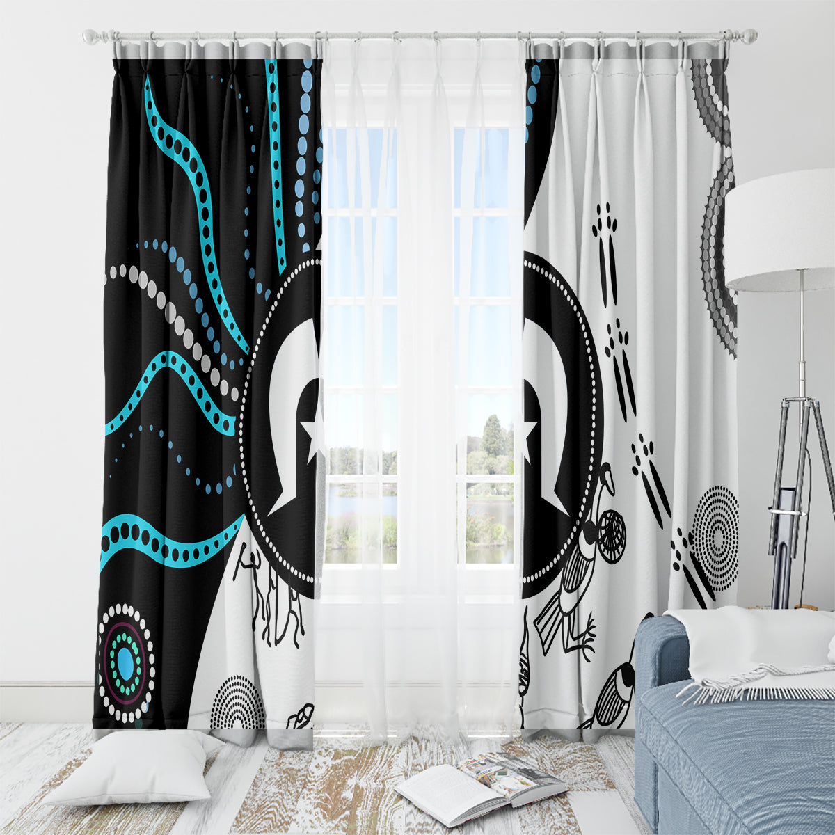 Aboriginal Pattern Torest  Strait Island Window Curtain - Wonder Print Shop