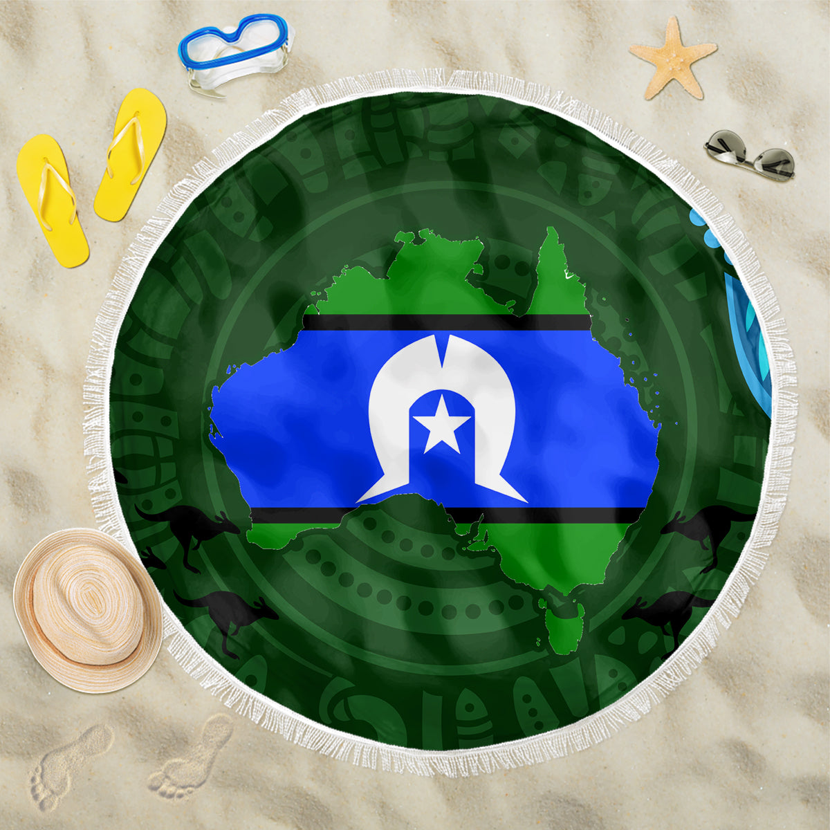 Torest Trait Islands Mix Aboriginal Pattern Beach Blanket - Wonder Print Shop