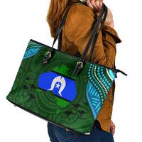 Torest Trait Islands Mix Aboriginal Pattern Leather Tote Bag - Wonder Print Shop