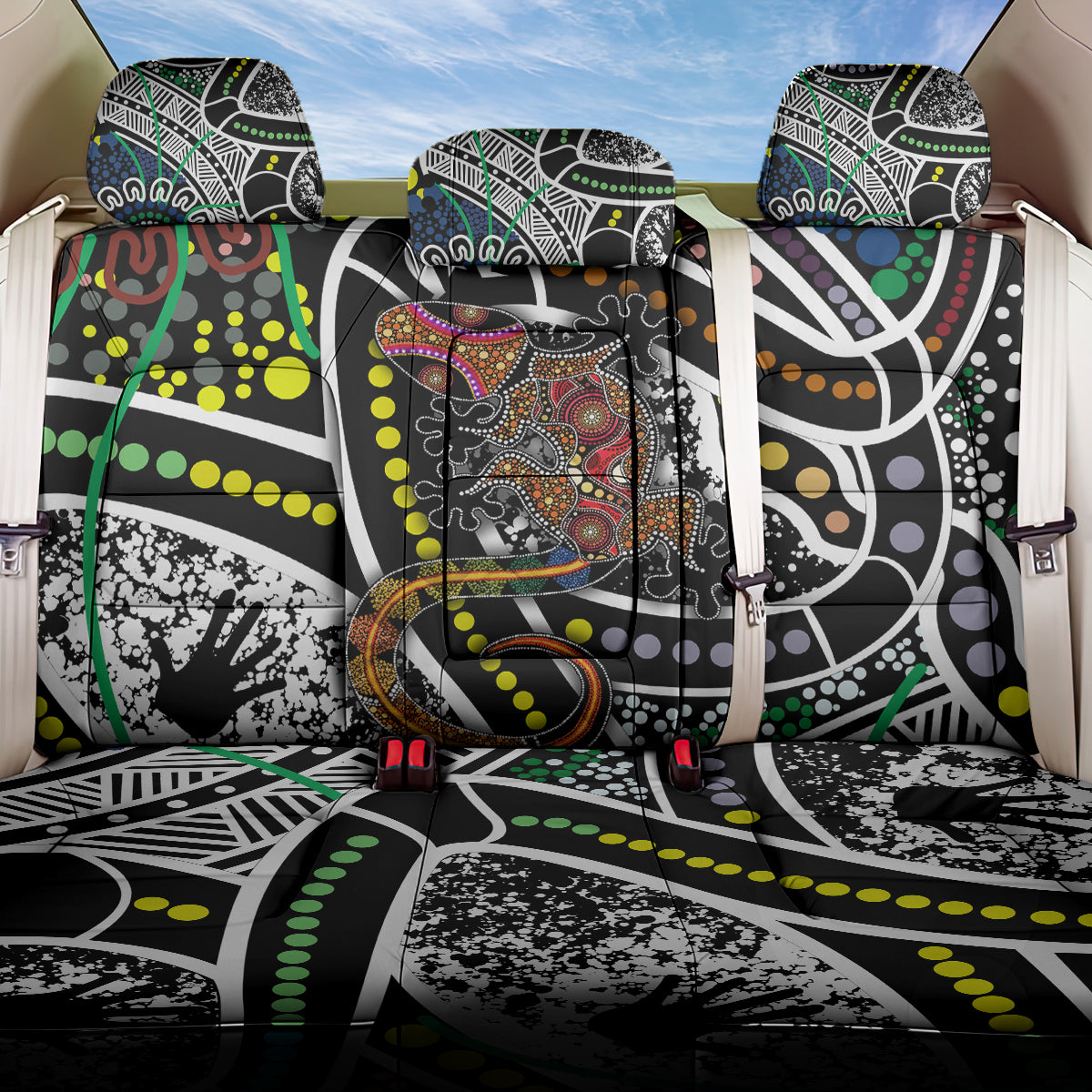 Aboriginal Lizzard Pattern Dot Art Back Car Seat Cover - Wonder Print Shop