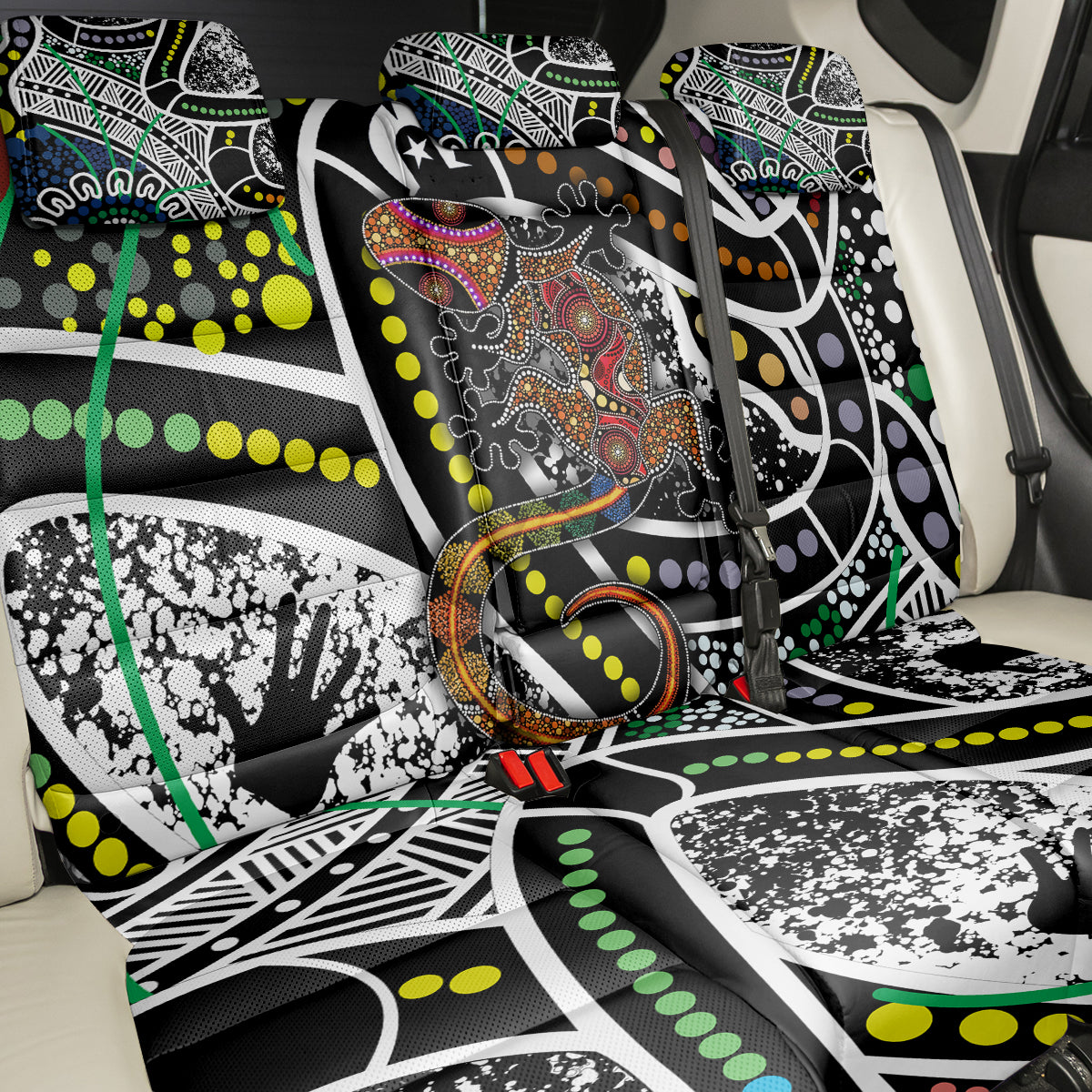Aboriginal Lizzard Pattern Dot Art Back Car Seat Cover - Wonder Print Shop