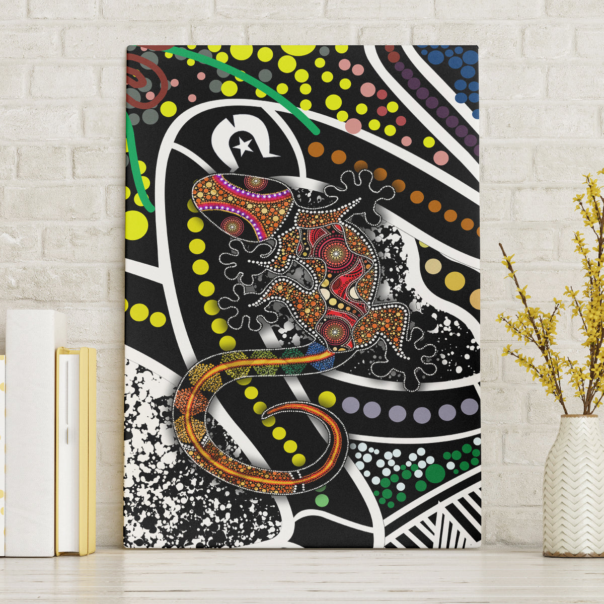Aboriginal Lizzard Pattern Dot Art Canvas Wall Art - Wonder Print Shop
