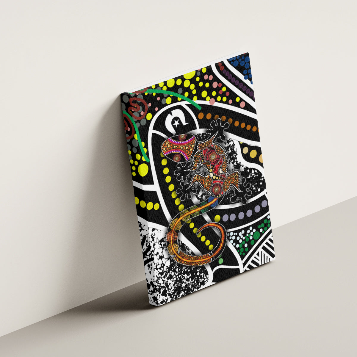 Aboriginal Lizzard Pattern Dot Art Canvas Wall Art - Wonder Print Shop