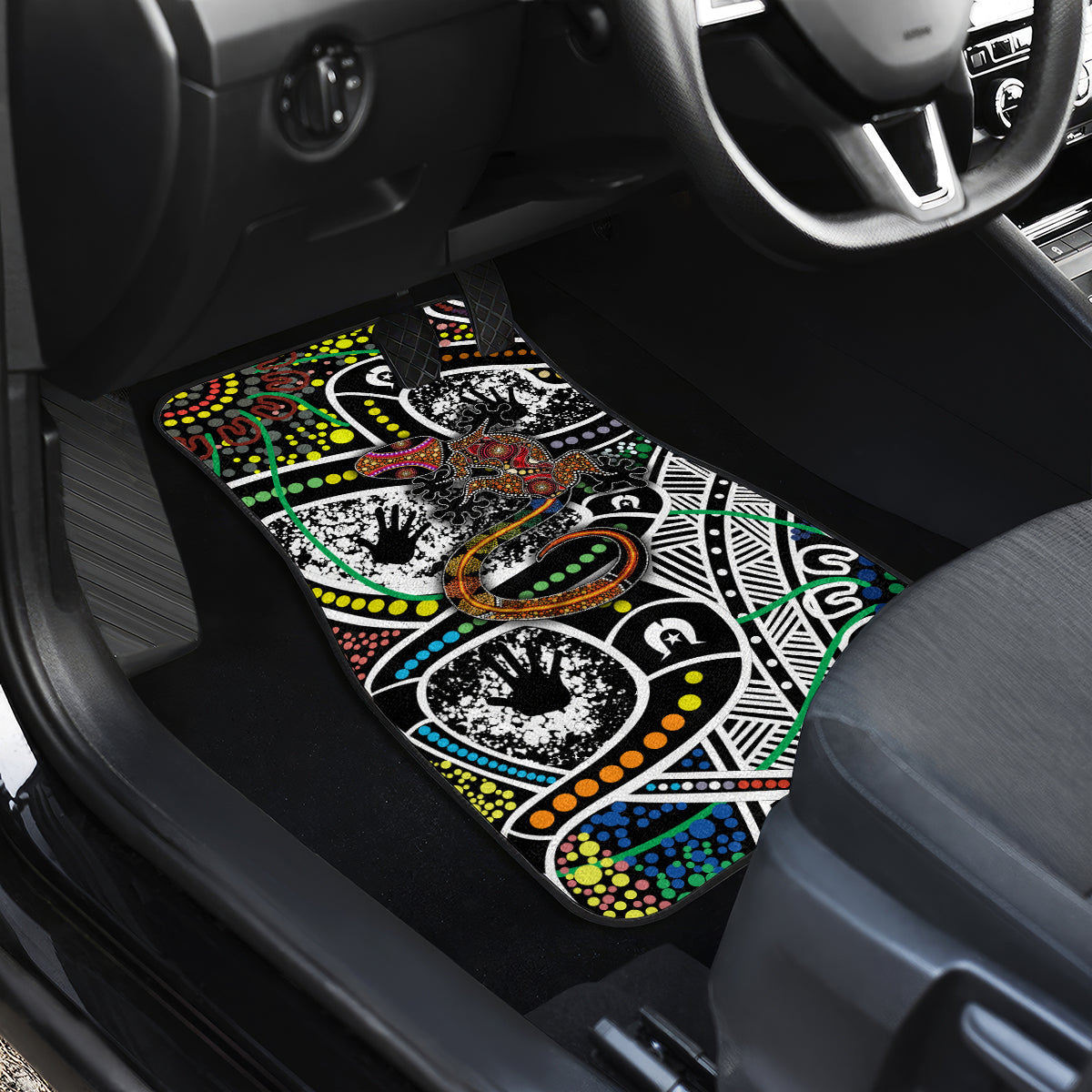 Aboriginal Lizzard Pattern Dot Art Car Mats - Wonder Print Shop