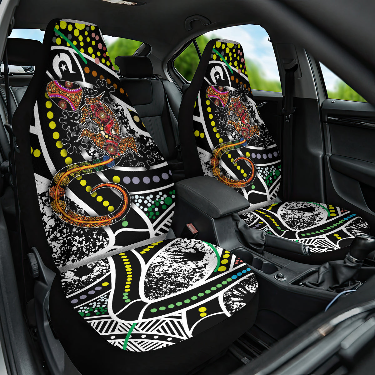 Aboriginal Lizzard Pattern Dot Art Car Seat Cover - Wonder Print Shop