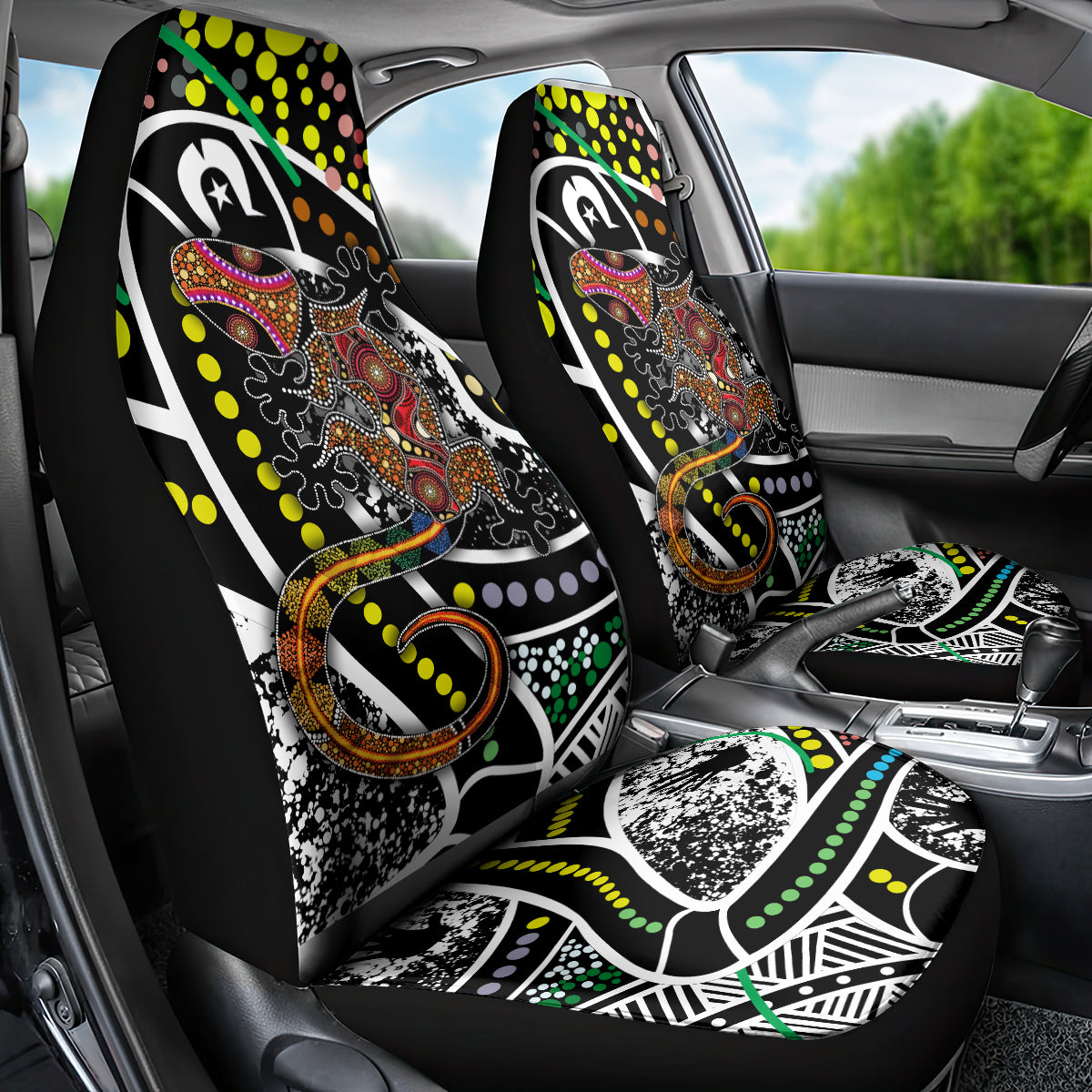 Aboriginal Lizzard Pattern Dot Art Car Seat Cover - Wonder Print Shop