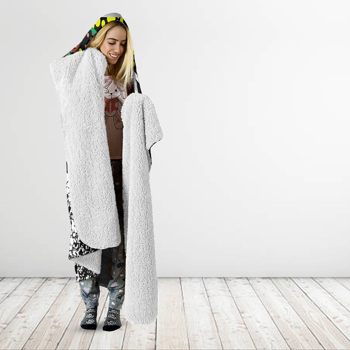 Aboriginal Lizzard Pattern Dot Art Hooded Blanket