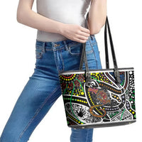Aboriginal Lizzard Pattern Dot Art Leather Tote Bag - Wonder Print Shop