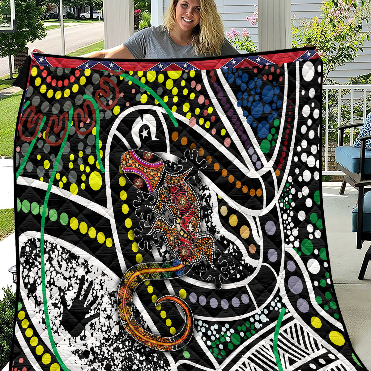 Aboriginal Lizzard Pattern Dot Art Quilt - Wonder Print Shop