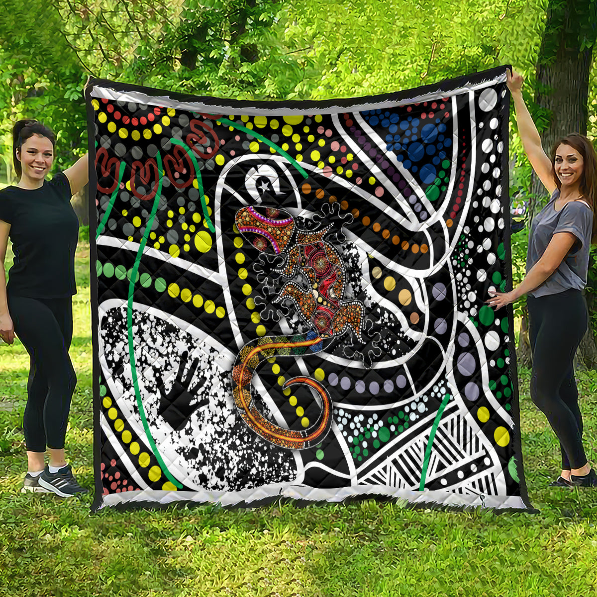 Aboriginal Lizzard Pattern Dot Art Quilt - Wonder Print Shop