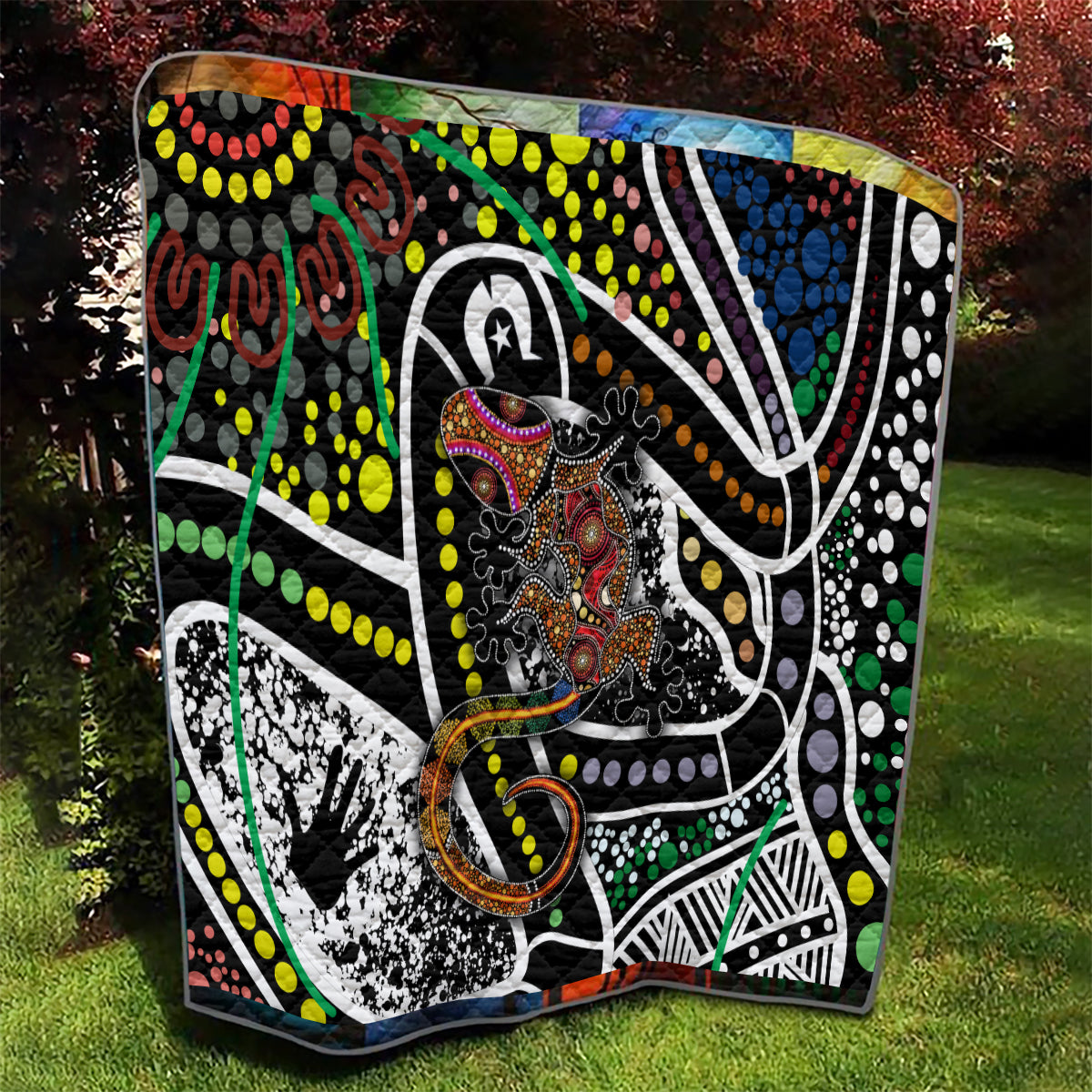 Aboriginal Lizzard Pattern Dot Art Quilt - Wonder Print Shop