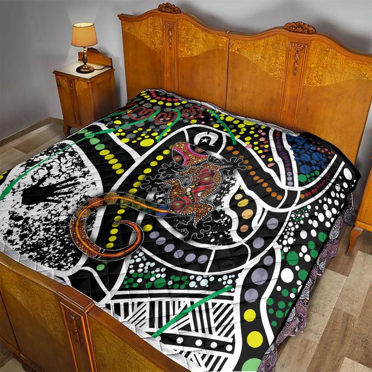 Aboriginal Lizzard Pattern Dot Art Quilt - Wonder Print Shop