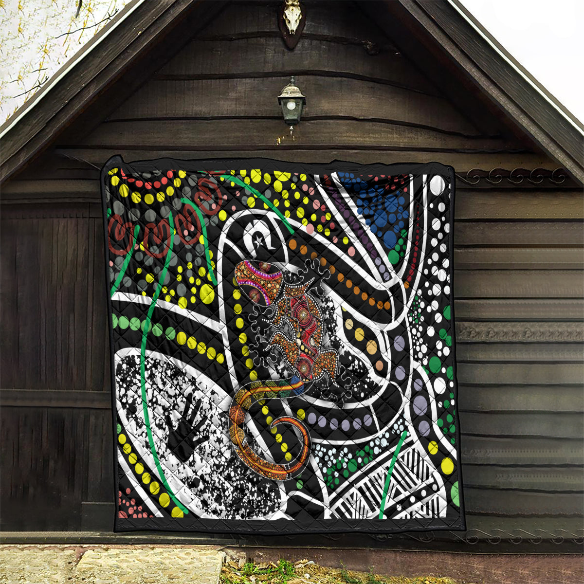 Aboriginal Lizzard Pattern Dot Art Quilt - Wonder Print Shop